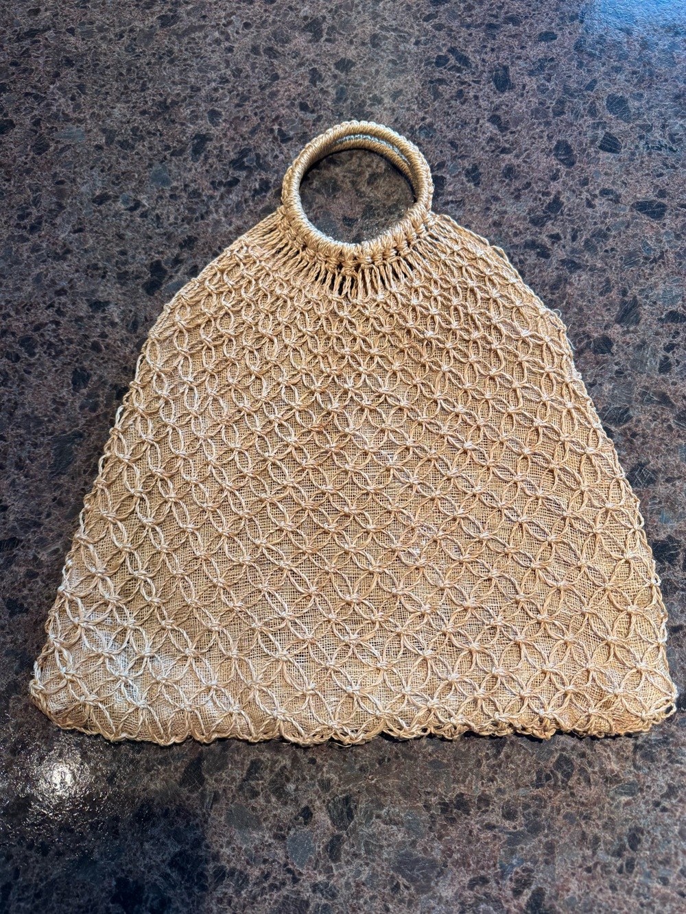 Woven Straw Ring-Handle Tote Bag in Natural